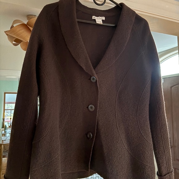 Alexandra Bartlett Chocolate Brown Wool Cardigan Sweater Jacket Coat Large - Picture 1 of 2